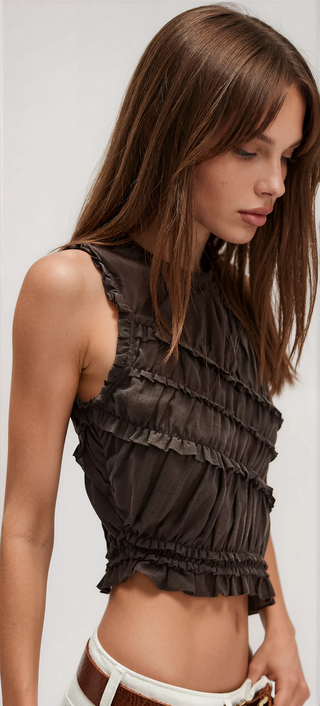 Pink Sands Smocked Top Chocolate