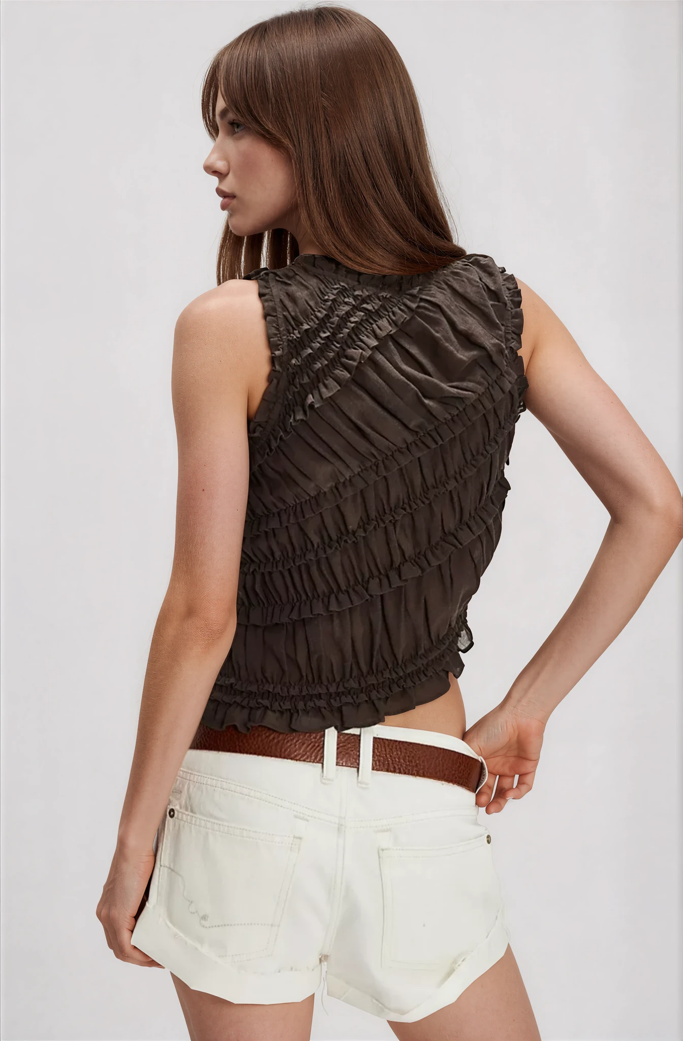 Pink Sands Smocked Top Chocolate