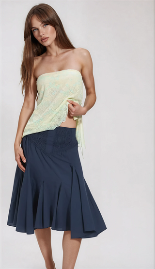 Frida Godet Midi Skirt Posideon - Glamourous Grace