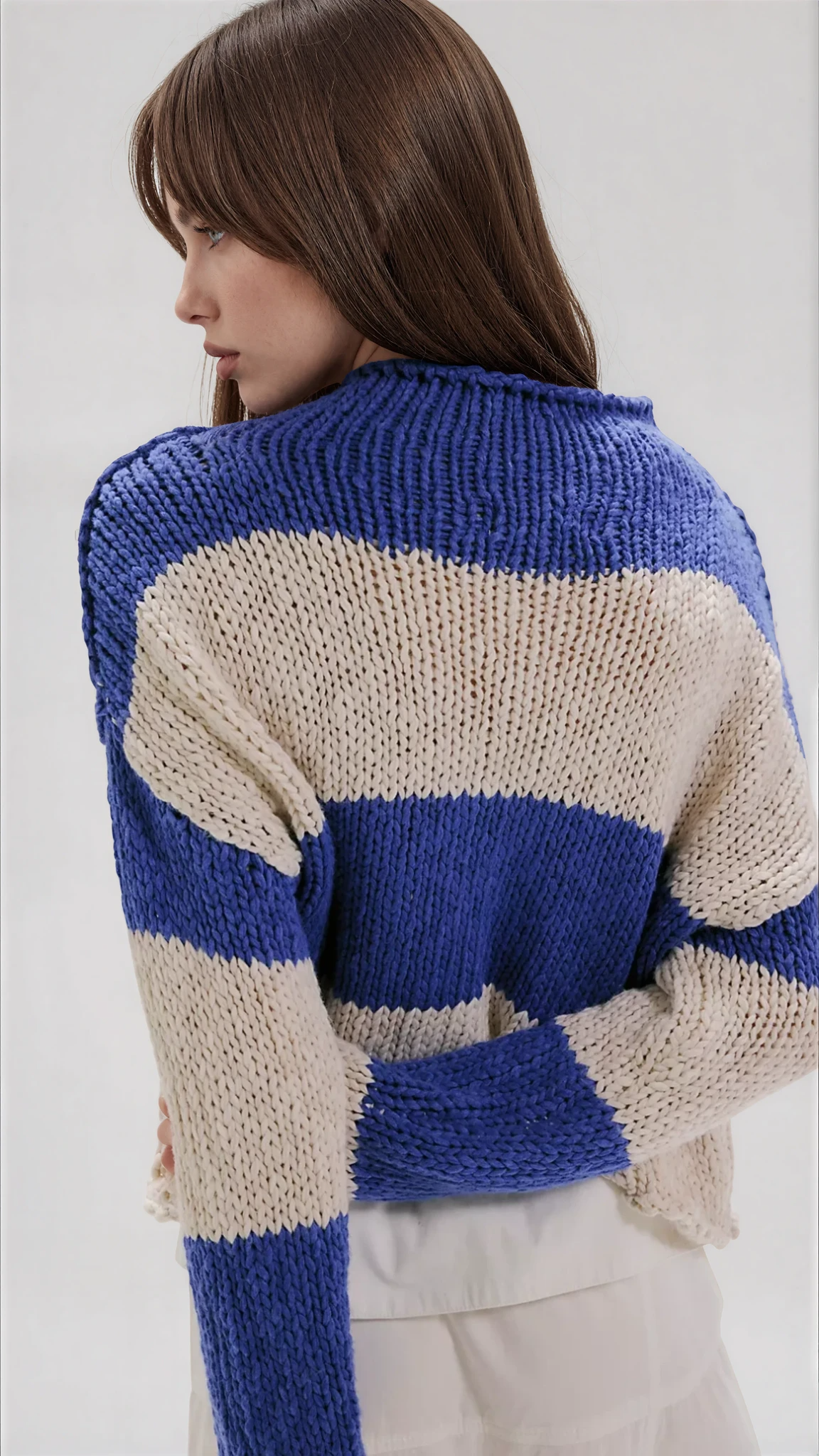 Opal Rollneck Knit Stripe Sweater Cobalt Combo