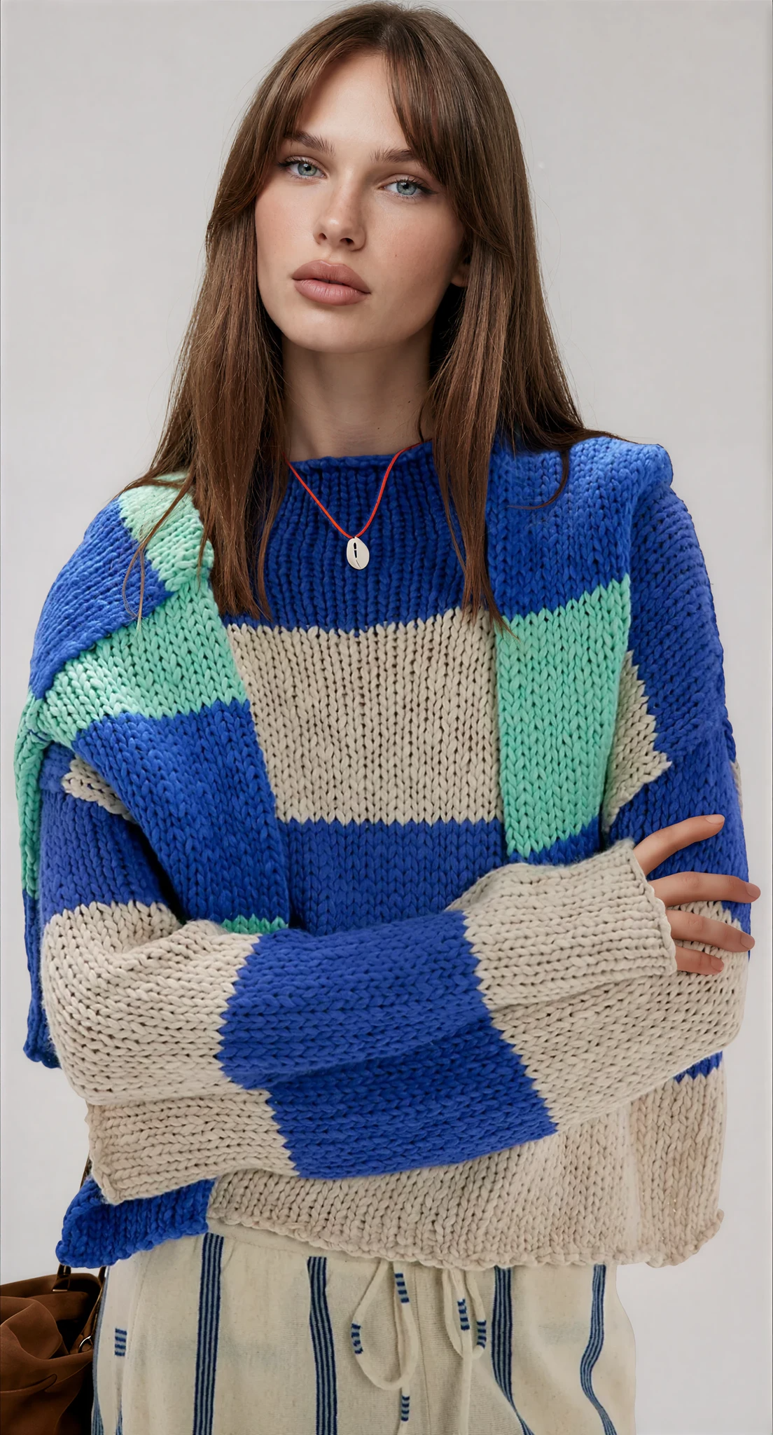 Opal Rollneck Knit Stripe Sweater Cobalt Combo