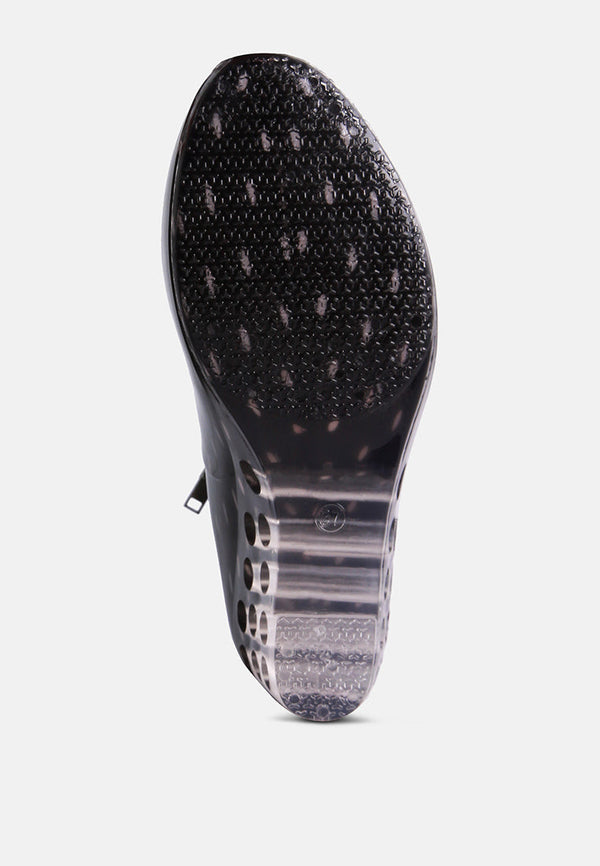Drench Clear Wedge Rainboots - Glamourous Grace