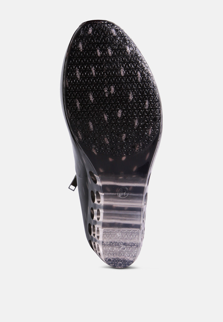 Drench Clear Wedge Rainboots - Glamourous Grace