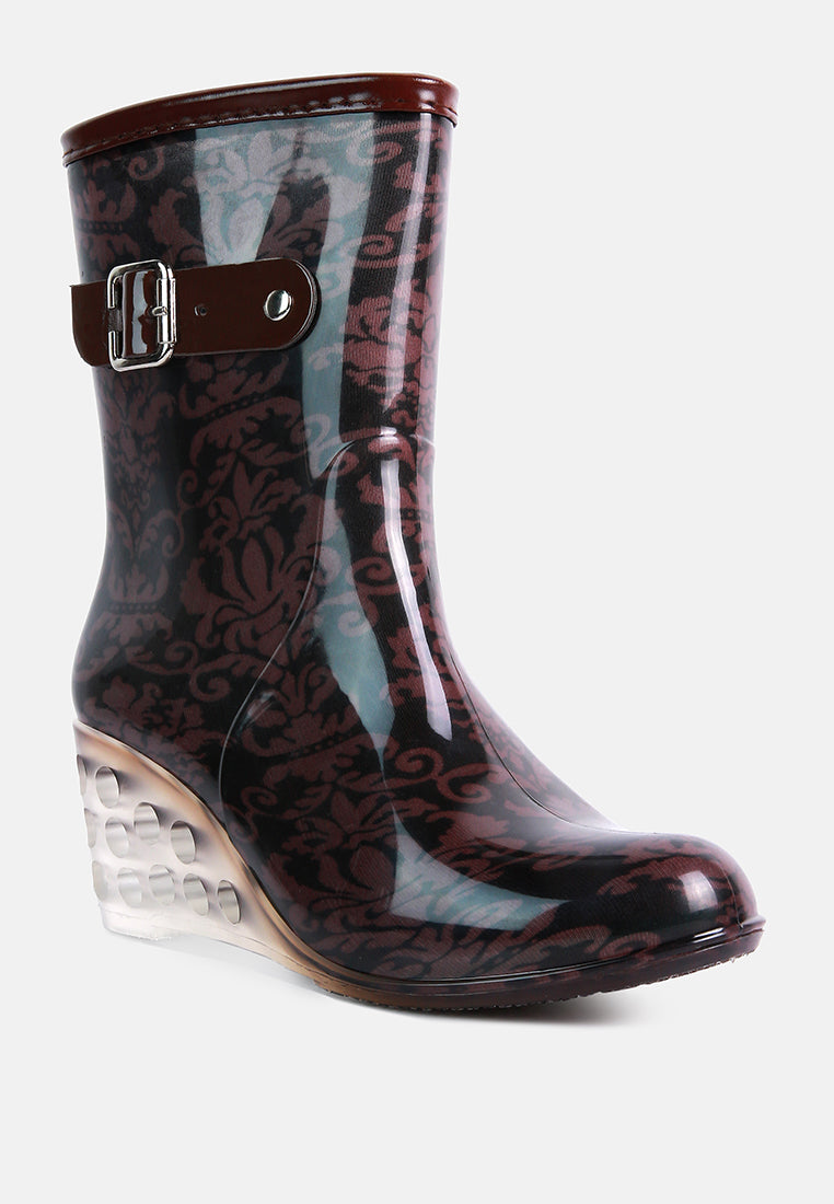 Drench Clear Wedge Rainboots - Glamourous Grace