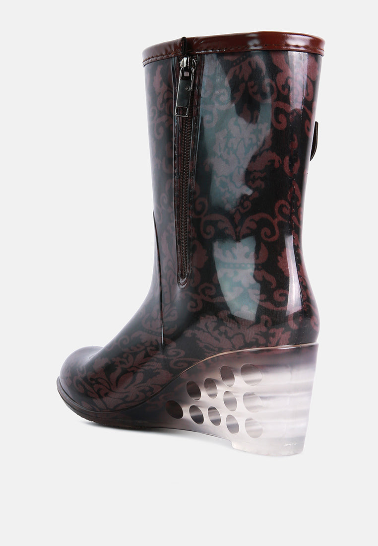 Drench Clear Wedge Rainboots - Glamourous Grace