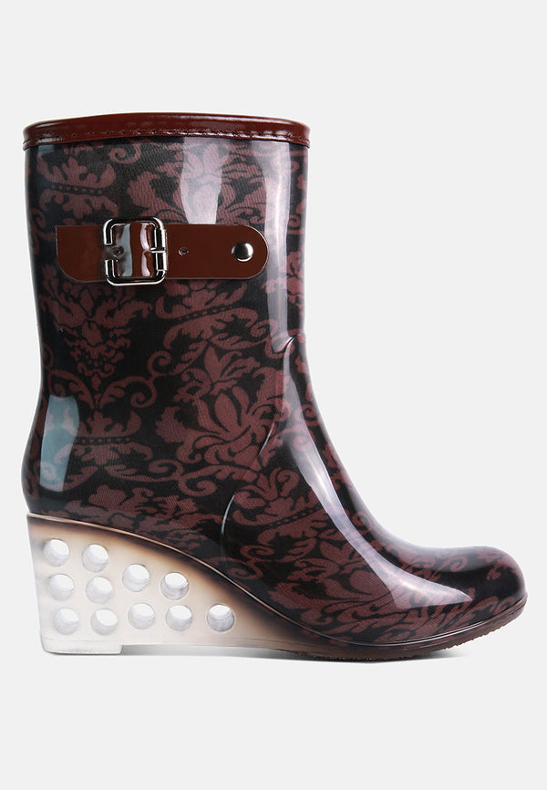 Drench Clear Wedge Rainboots - Glamourous Grace