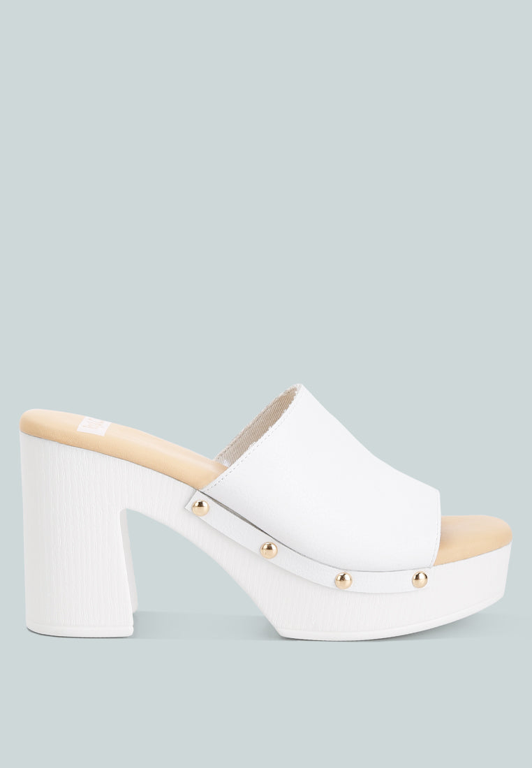 Drew Recycled Leather Block Heel Clogs - Glamourous Grace