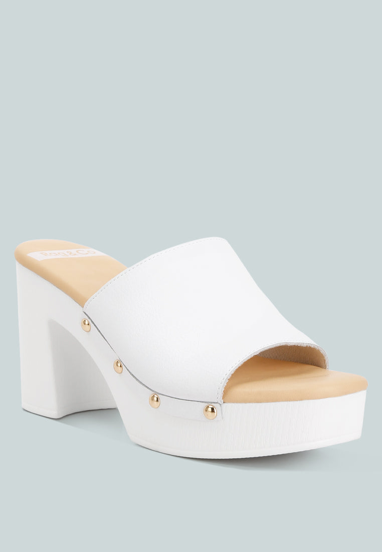 Drew Recycled Leather Block Heel Clogs - Glamourous Grace