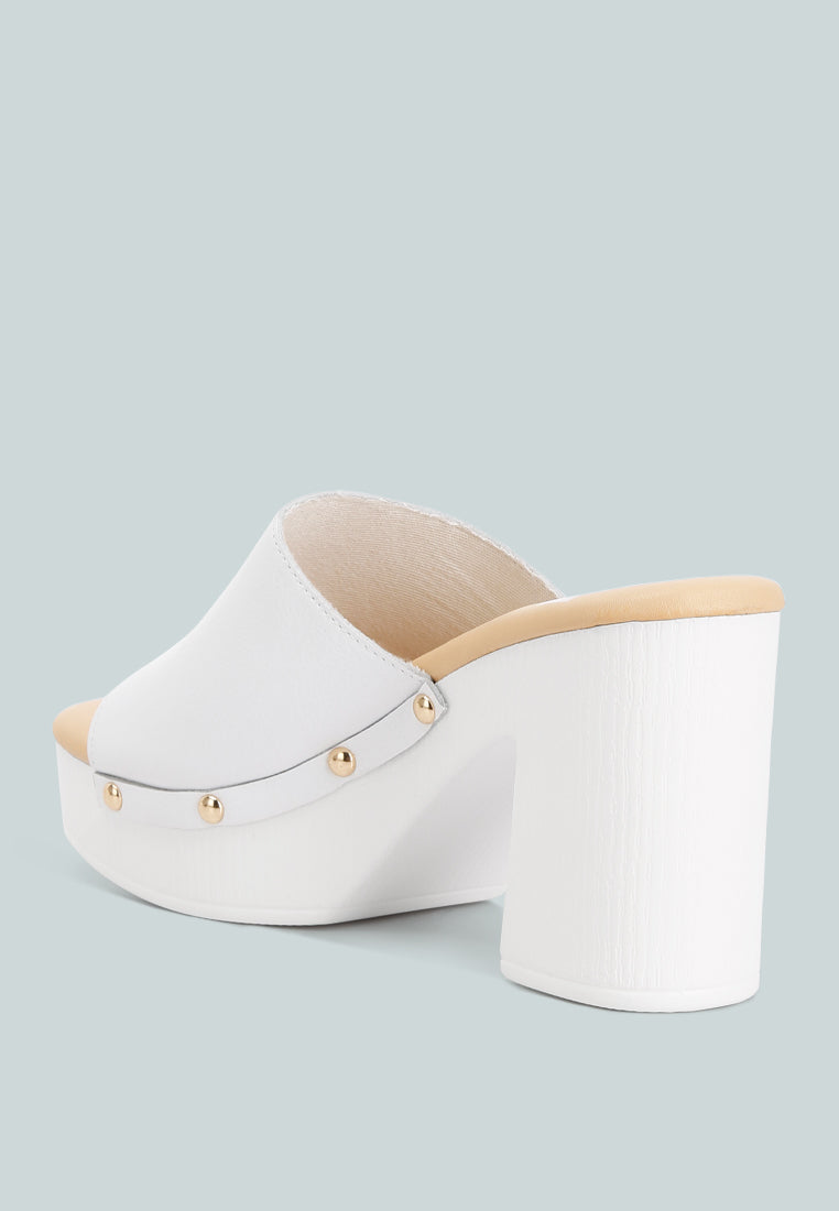 Drew Recycled Leather Block Heel Clogs - Glamourous Grace
