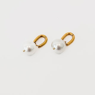 Drop Pearl Huggie Hoop Earrings - WATERPROOF