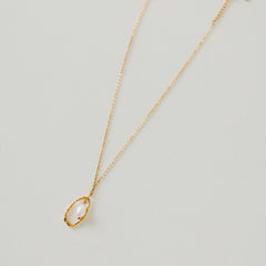 Drop Pearl Open Circle Pendant Necklace - WATERPROOF