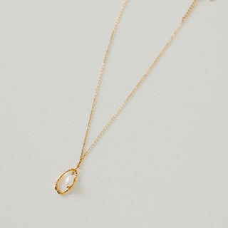 Drop Pearl Open Circle Pendant Necklace - WATERPROOF