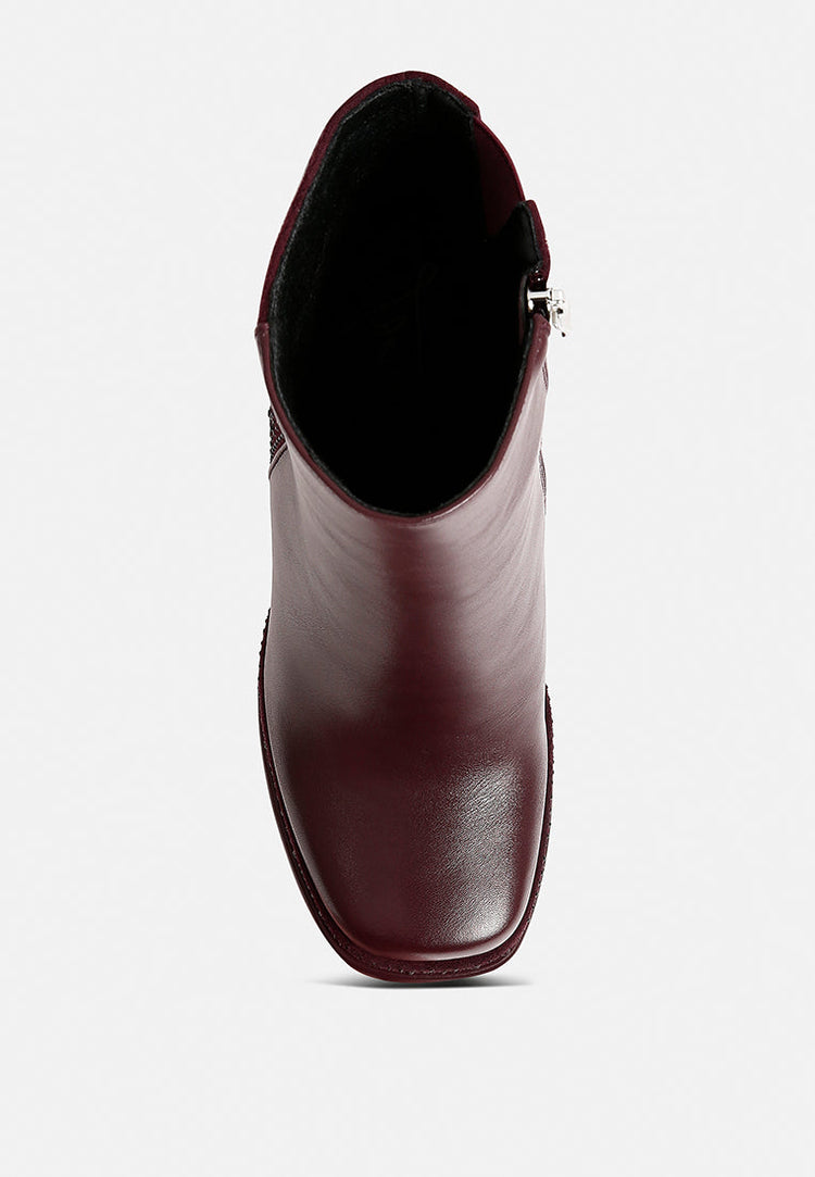 Dryday Diamante Zip Up Block Heel Boots