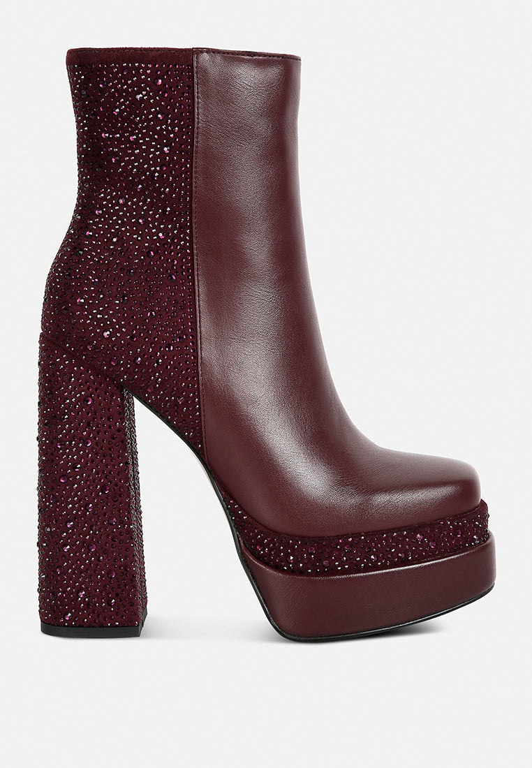 Dryday Diamante Zip Up Block Heel Boots - Glamourous Grace