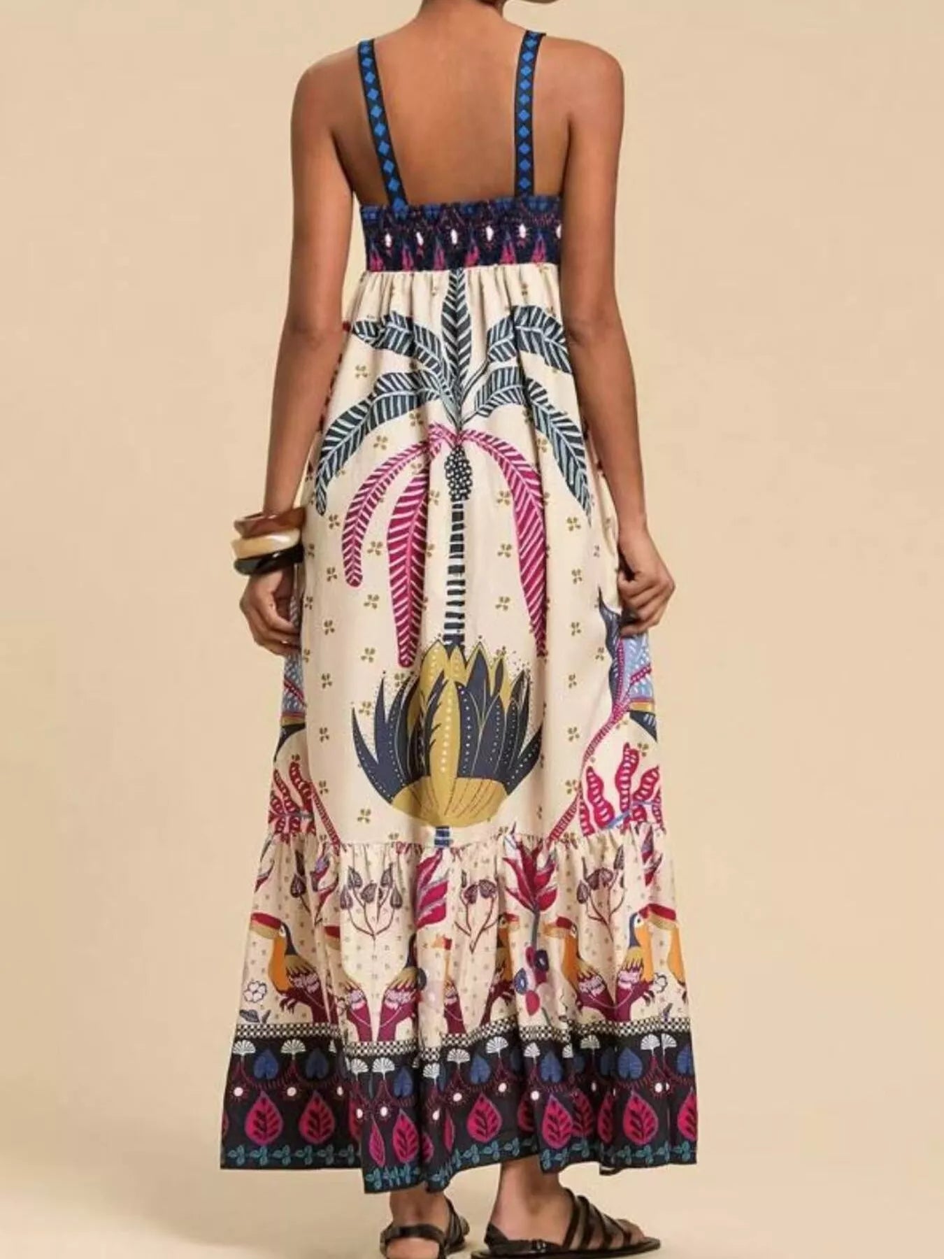 Printed Square Neck Maxi Dress - Glamourous Grace