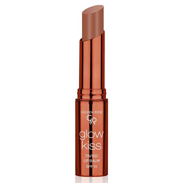 Golden Rose Glow Kiss: Hydrating Tinted Lip Balm SPF 15 - Choco Cake Flavor, Vegan Shea Butter & Hyaluronic Acid for Natural Lip Color & Sun Protection - Glamourous Grace