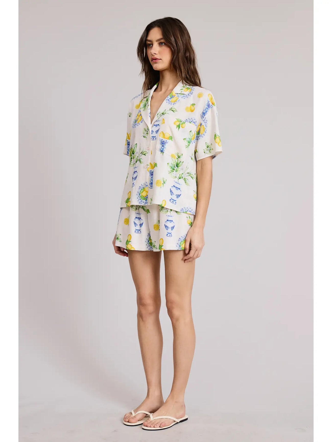Italia Lemon Button Down Top - Glamourous Grace