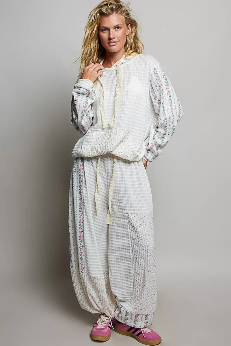 POL Patchwork Mixed Knit Wide Leg Pants - Glamourous Grace
