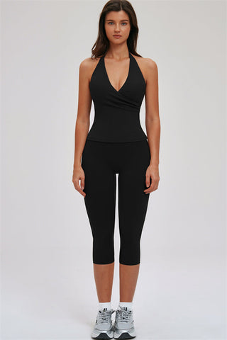 The Twirl Halter Tank Top Capri Leggings 2-Piece Set