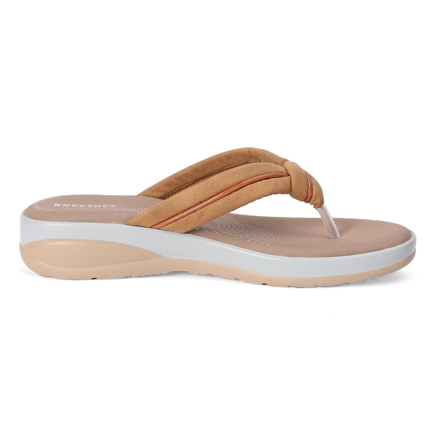 Sarya - Beige Thong Wedges - Glamourous Grace