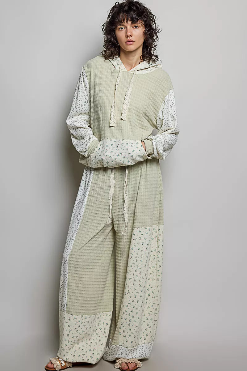 POL Patchwork Mixed Knit Wide Leg Pants - Glamourous Grace