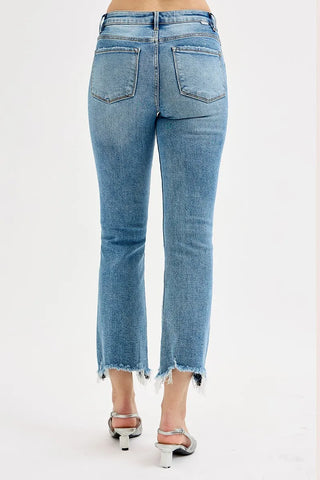 RISEN High Rise Crop Straight Slim Jeans