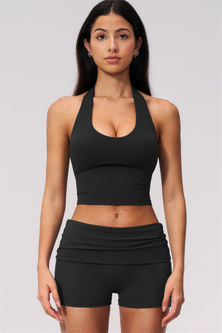 The Twirl Wide Strap Halter Crop Top