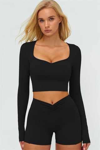 The Lushness Long Sleeve Crop top Shorts 2-Piece Set