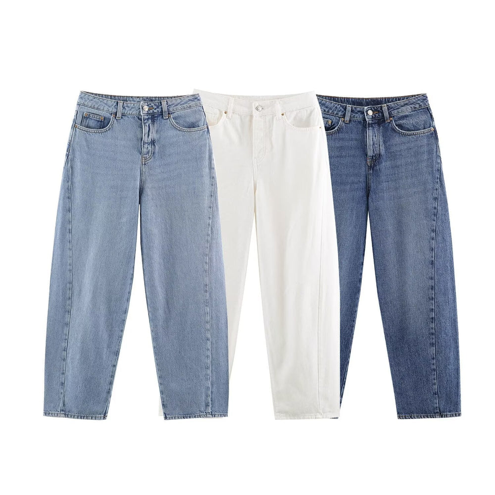 Washed Vintage Patchwork High-waisted Jeans