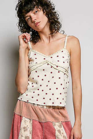 POL Star Printed Lightweight Ribbed Knit Cami - Glamourous Grace