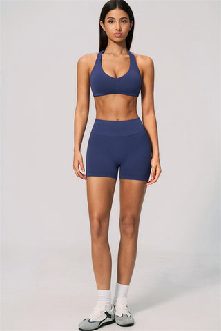The Velvetine Halter Sports Bra Shorts 2-Piece Set