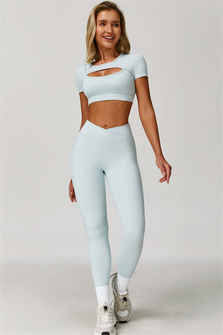 The Lavish Cut-out Crop Top Leggings 2-Piece Set