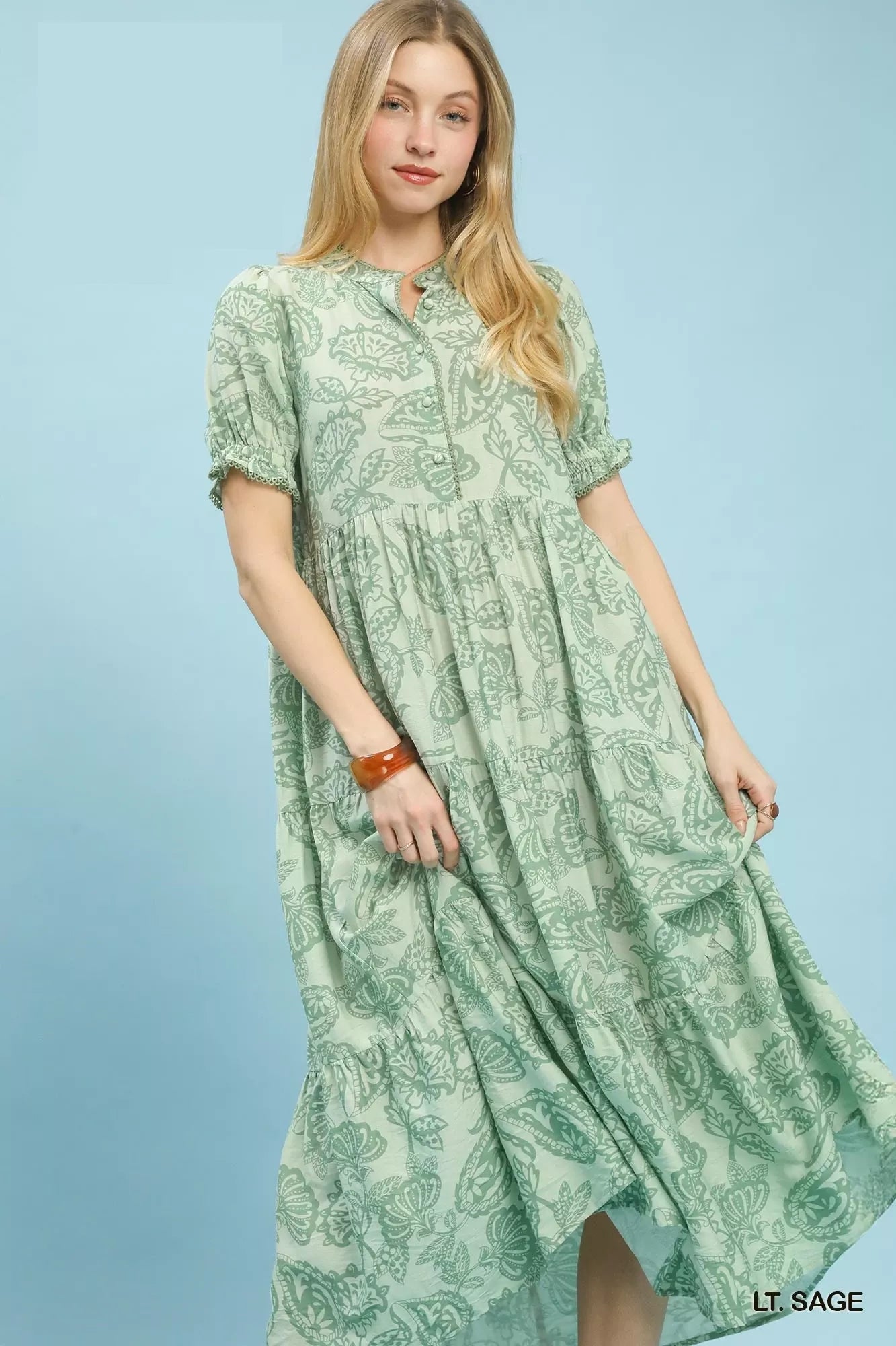 Umgee Paisley Print Tiered Midi Dress - Glamourous Grace