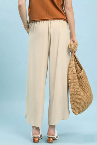 Umgee Linen Embroidered Wide-Leg Boho Pants - Glamourous Grace
