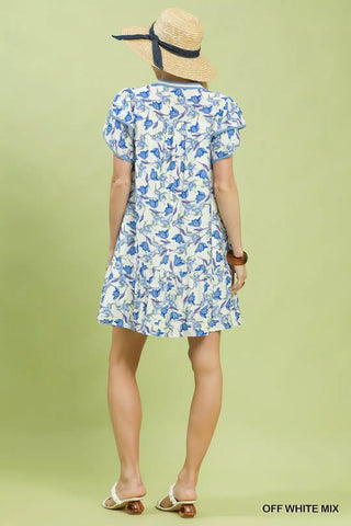Umgee Floral Flutter Sleeve Tiered Dress - Glamourous Grace