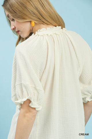 Umgee Cotton Gauze Ruffle Top - Glamourous Grace