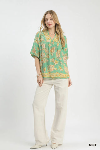 Umgee Apricot Floral Boho Blouse - Glamourous Grace