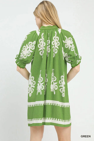 Umgee Two Tone Border Print Mini Dress - Glamourous Grace