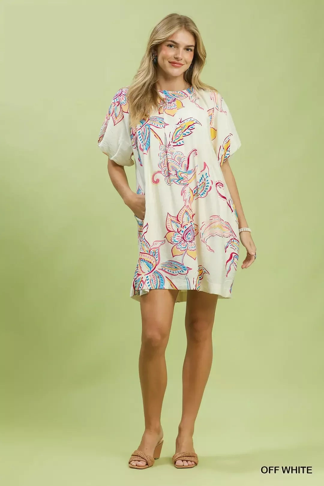Umgee Boho Floral Print Mini Dress with Pockets - Glamourous Grace
