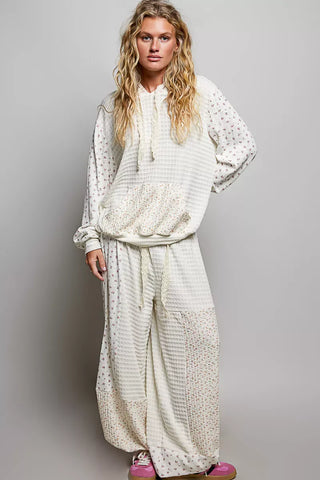 POL Patchwork Mixed Knit Wide Leg Pants - Glamourous Grace