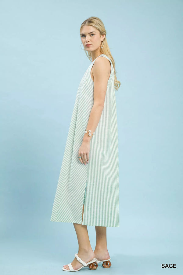 Umgee Chevron Stripe Sleeveless Midi Dress - Glamourous Grace