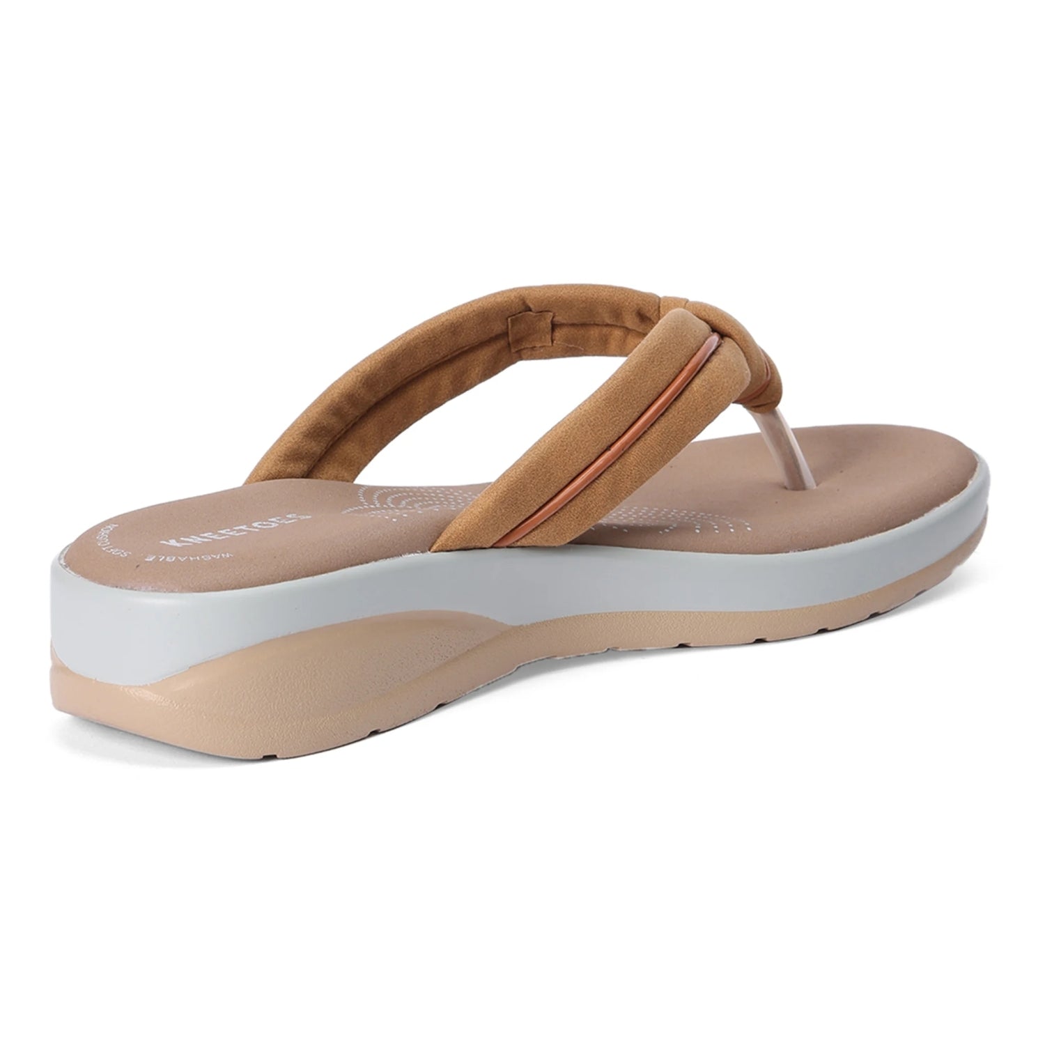 Sarya - Beige Thong Wedges - Glamourous Grace