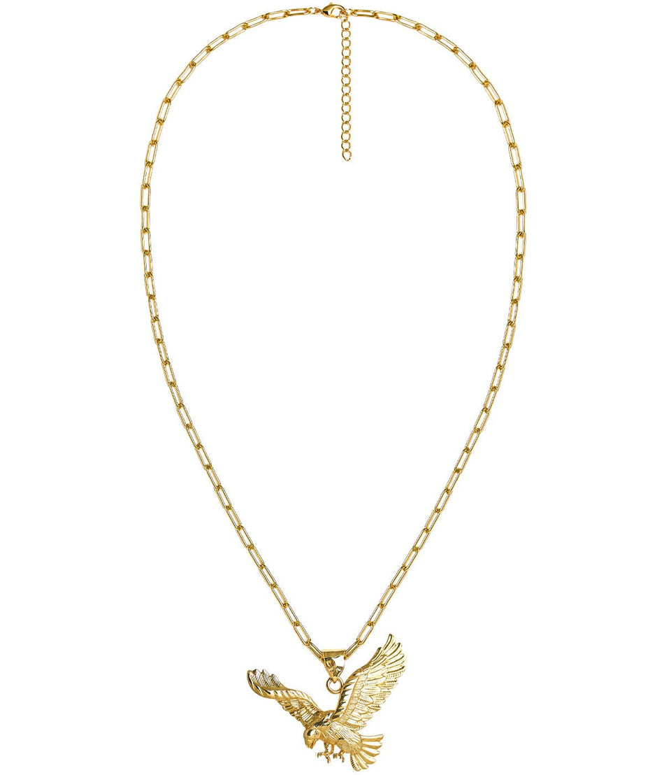 Eagle Paper Clip Chain Necklace - 18k Gold Plated