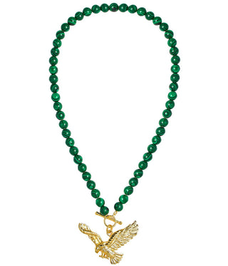 Eagles Green Malachite Beaded Necklace - 18k Gold Plated