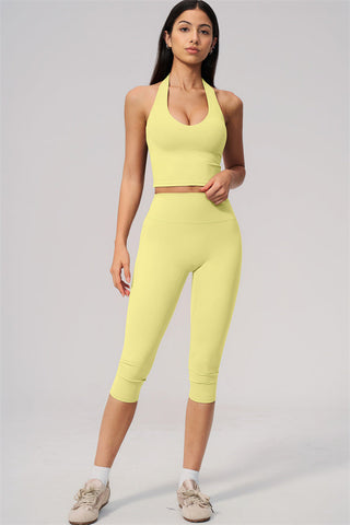 The Twirl Wide Strap Halter Crop Top
