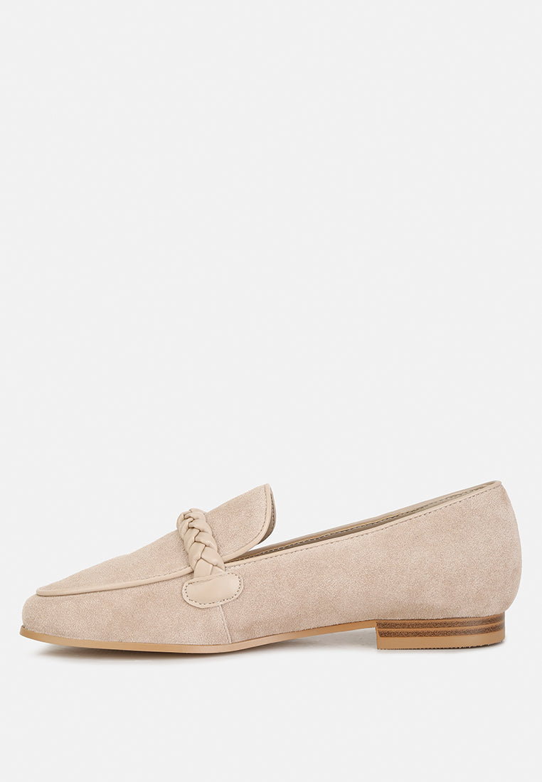 Echo Suede Leather Braided Detail Loafers - Glamourous Grace