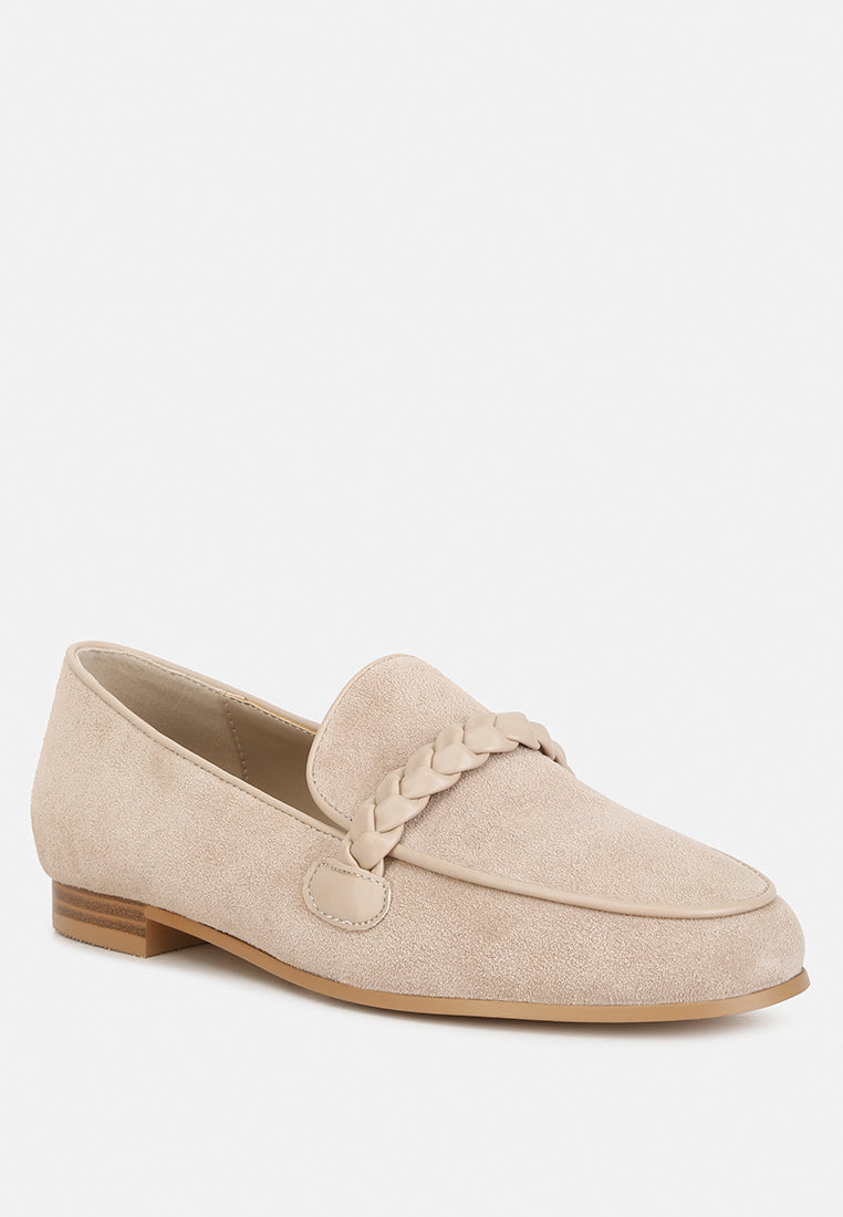 Echo Suede Leather Braided Detail Loafers - Glamourous Grace