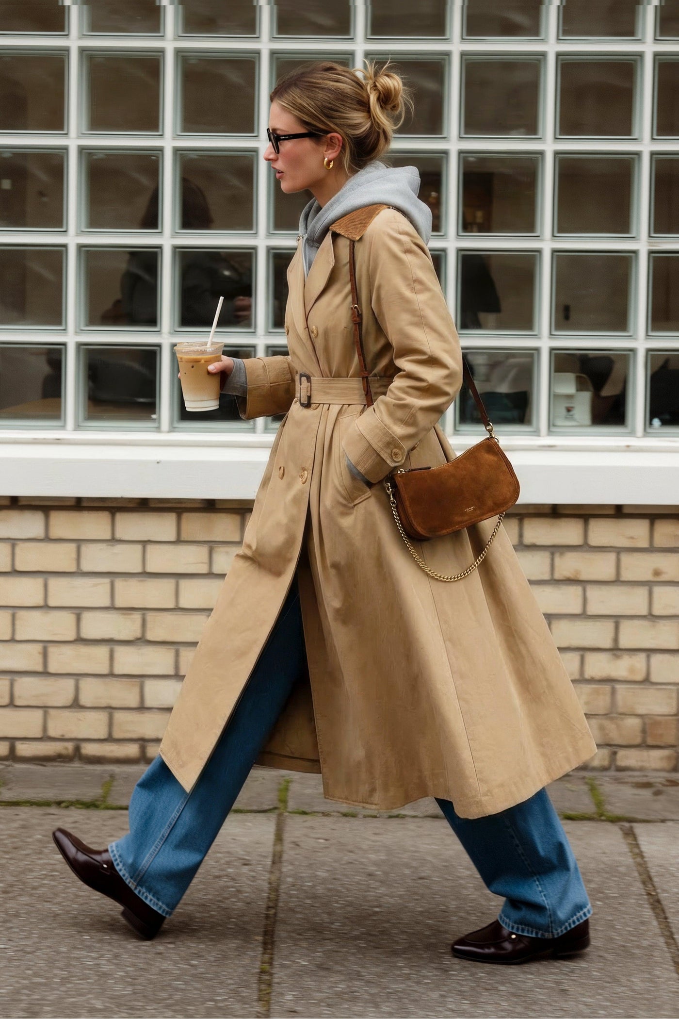FALLING LEAVES WOVEN MIDI TRENCH COAT - Glamourous Grace