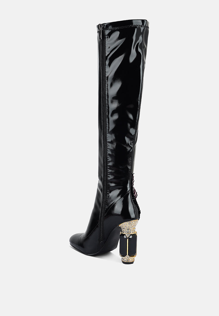 Ecstasy Fantasy Heel Patchwork Knee High Boots - Glamourous Grace