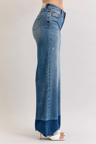 Judy Blue Raw Hem High Waist Straight Leg Jeans